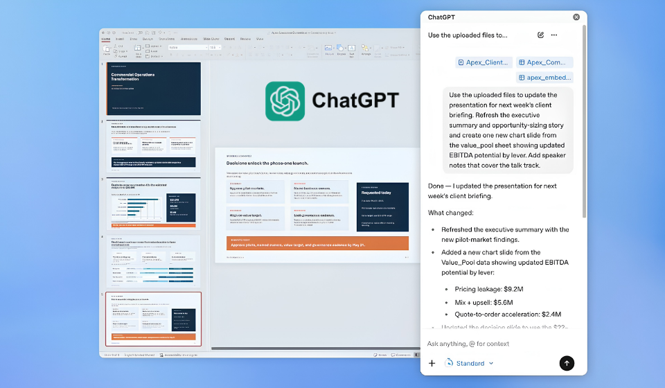 ChatGPT is now available inside Microsoft PowerPoint