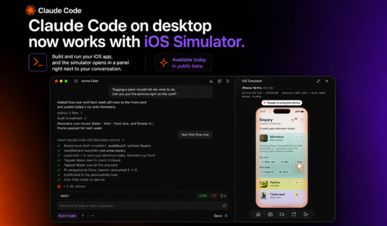 Claude Code Adds Live iOS App Testing to Its macOS Application