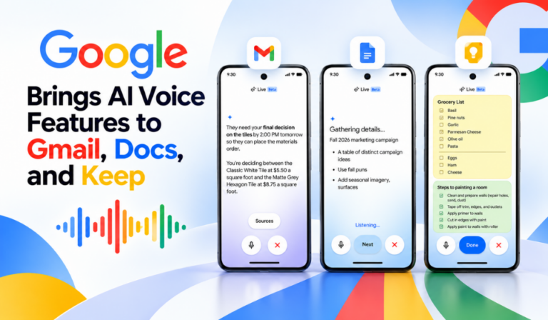 Google AI Voice Brings Conversational Features to Gmail, Docs and Keep