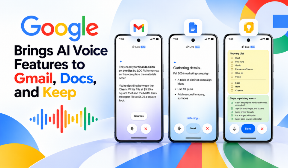 Google AI Voice Brings Conversational Features to Gmail, Docs and Keep